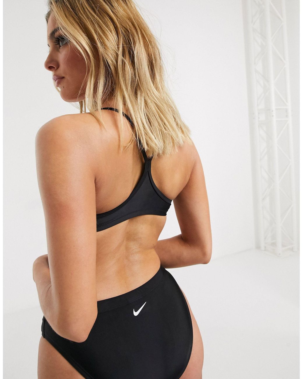 Nike Nike Swim Racerback Bikini Top in Black | Lyst Australia