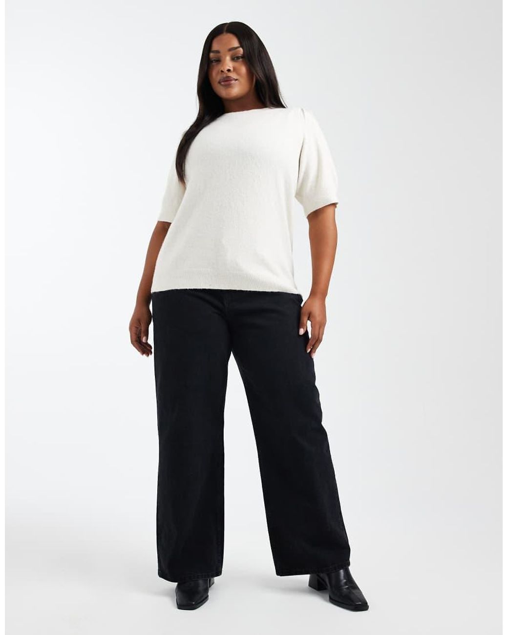 ONLY White Short Sleeves Knitted Jumper