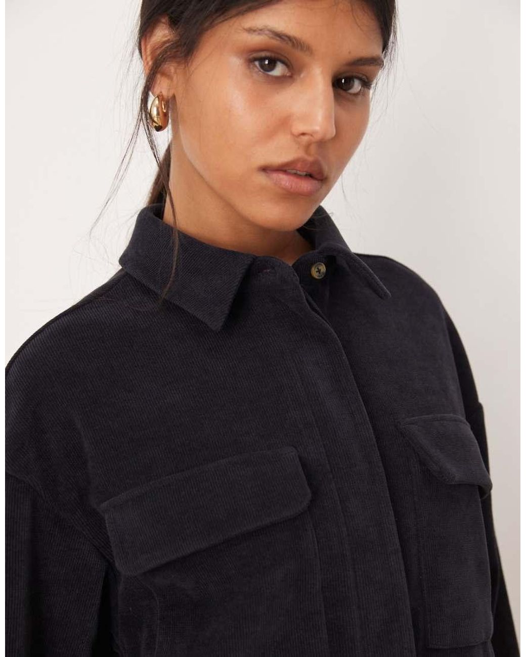 ASOS Blue Cord Utility Shirt Mini Dress