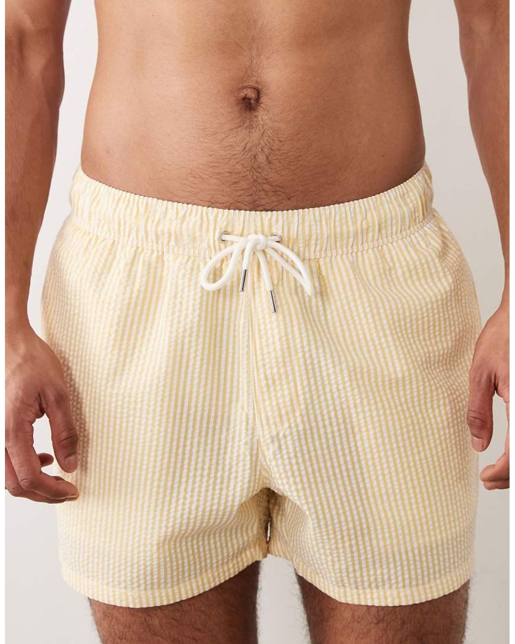 ASOS Natural Seersucker Swim Shorts for men