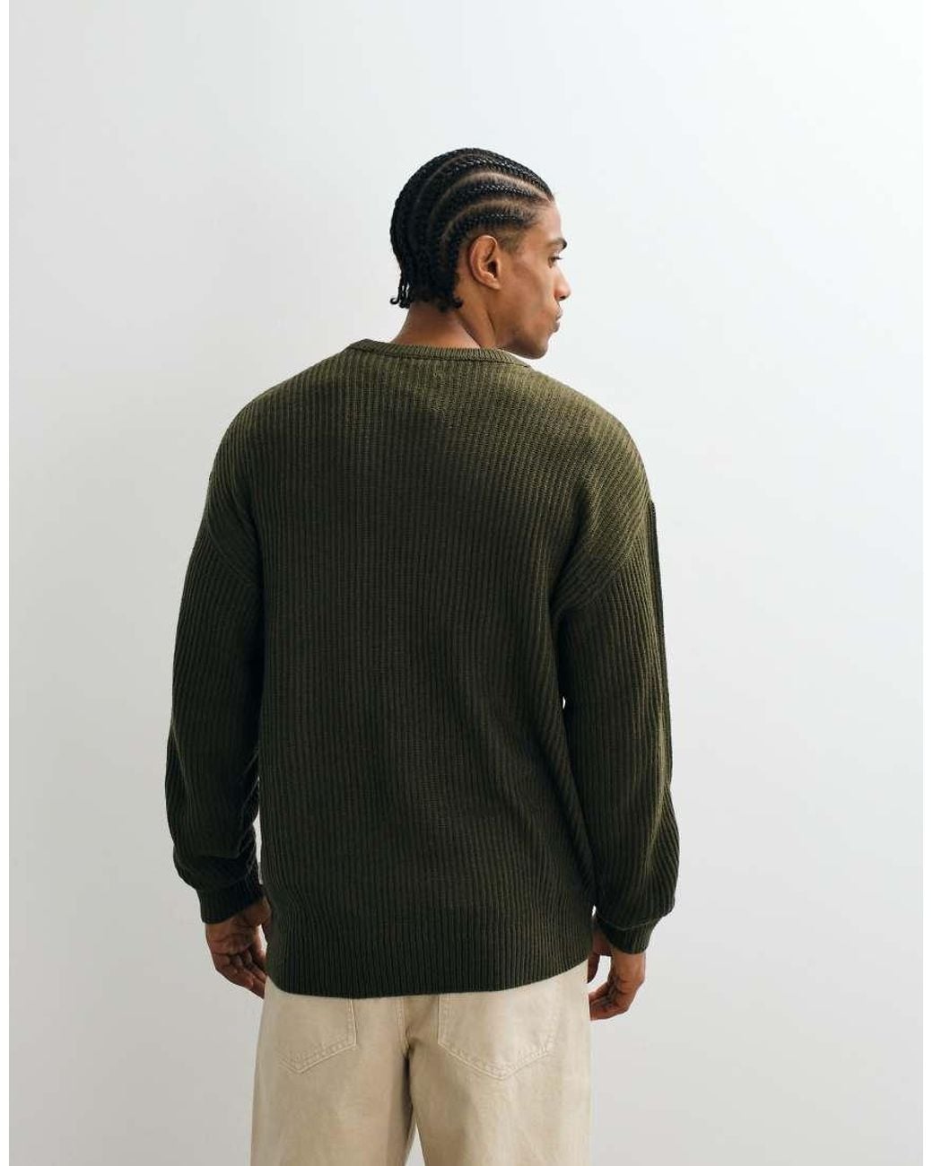 JJ Rebel Green Crew Neck Structured Jumper for men