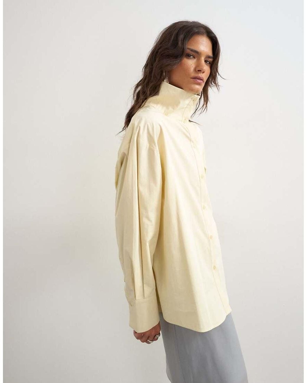 TOPSHOP Natural Funnel Neck Shirt