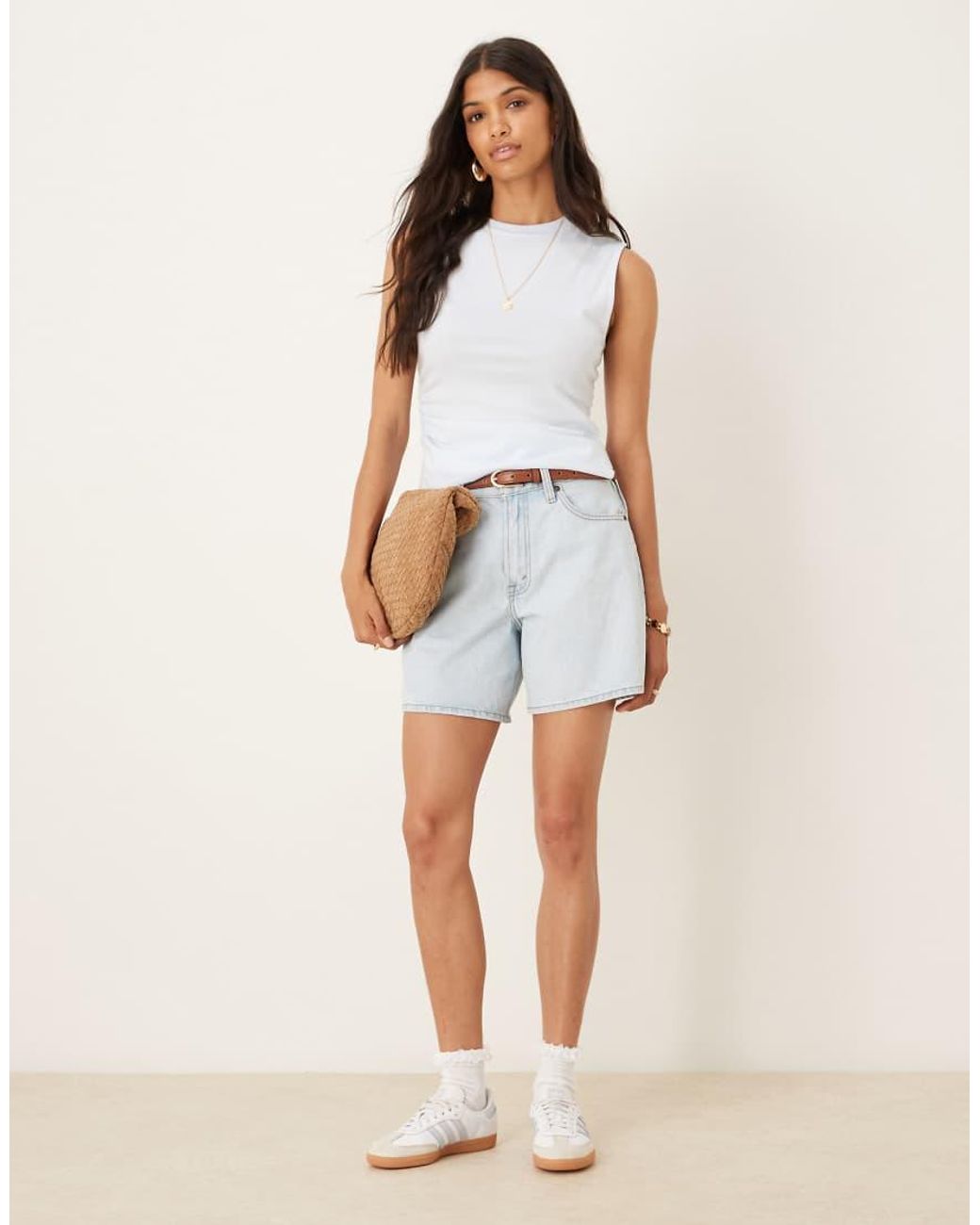 ASOS White Cinched Tank Top With Asymmetric Hem