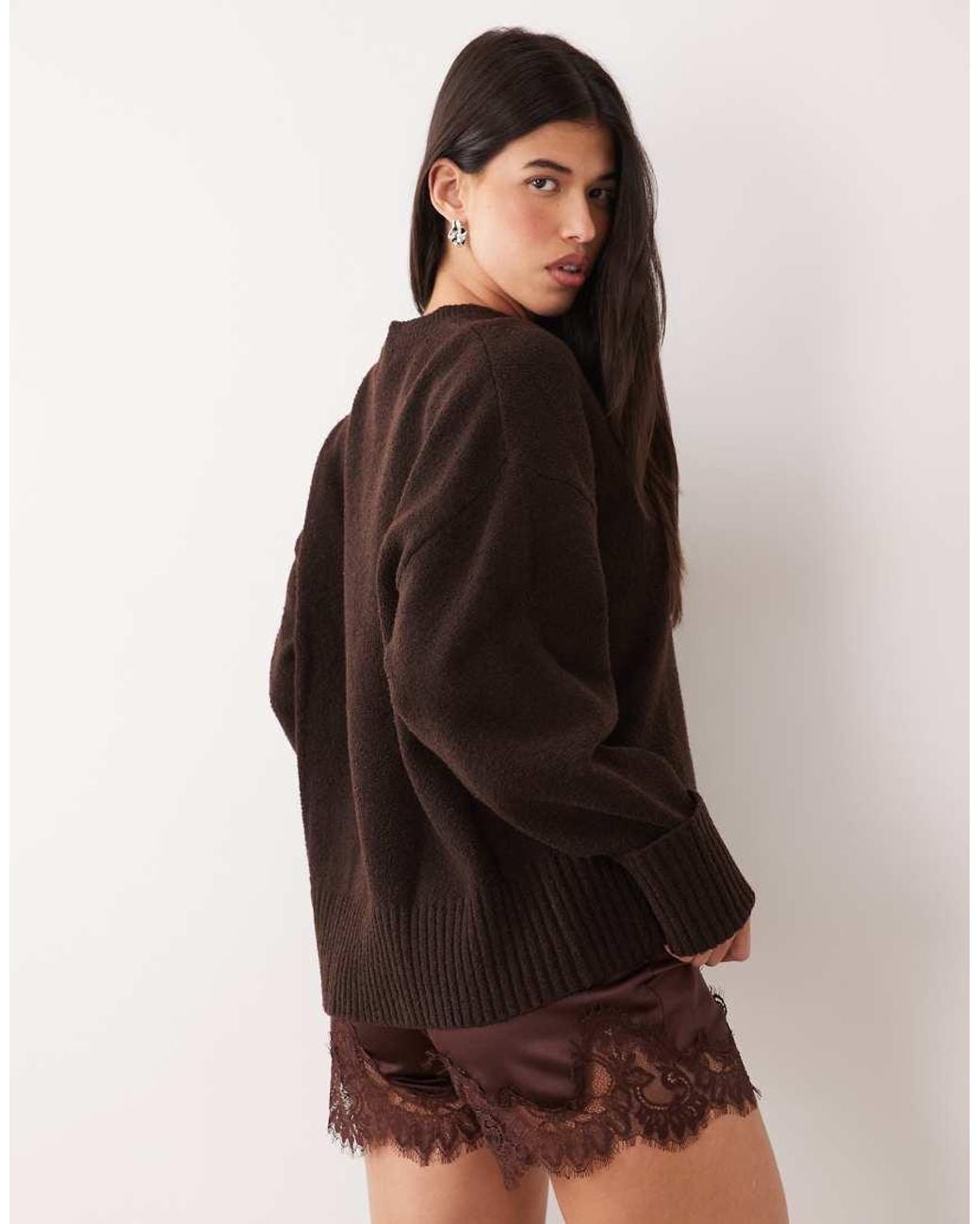 Pretty Lavish Brown Camille Knit Long Sleeve Sweater