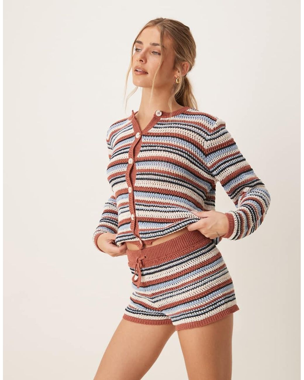 ASOS Natural Knitted Micro Short Co-ord