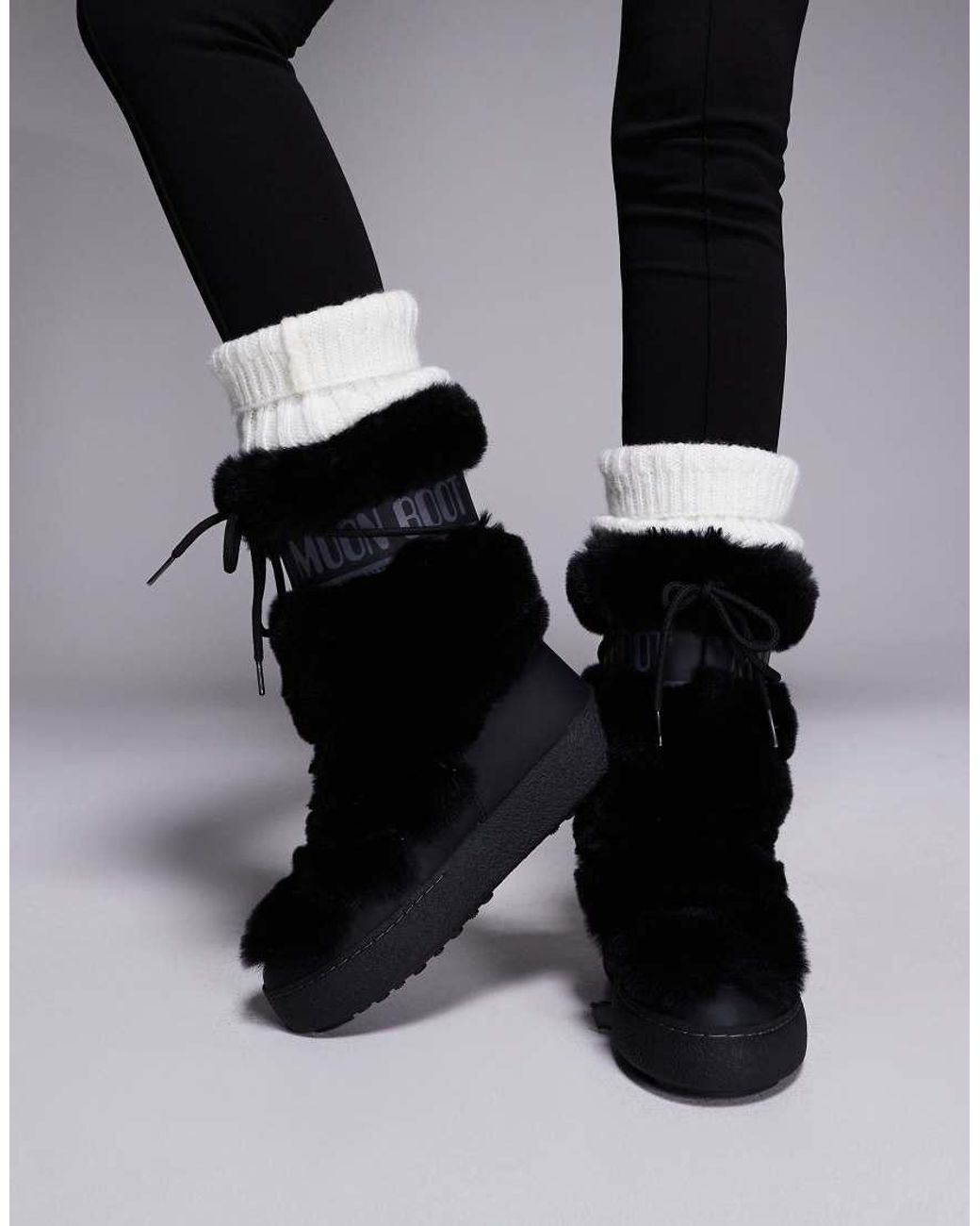 Moon Boot Black Ltrack Waterproof Faux-fur High Boots