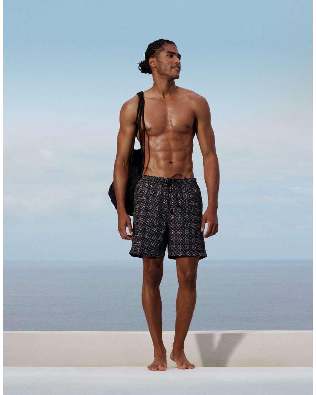 Carhartt Blue Slater Print Swim Trunks for men