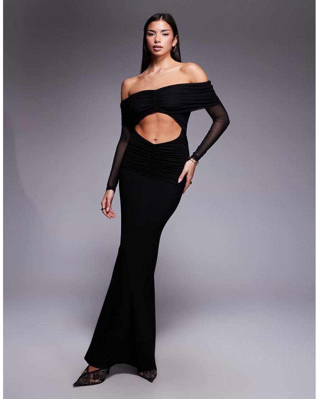 Aria Cove Blue Mesh Bandeau Cut Out Maxi Dress
