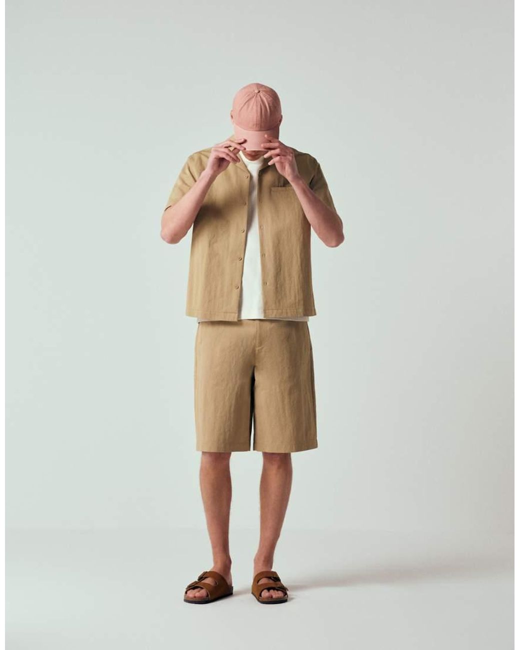 ASOS Lange Short in het Natural voor heren