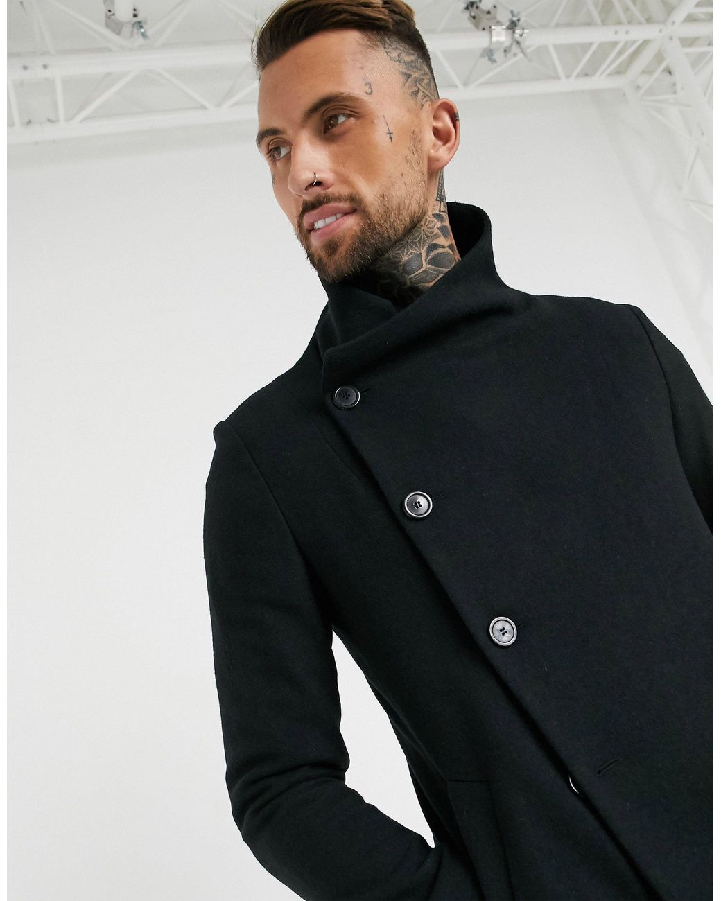 Mens asymmetrical hotsell overcoat