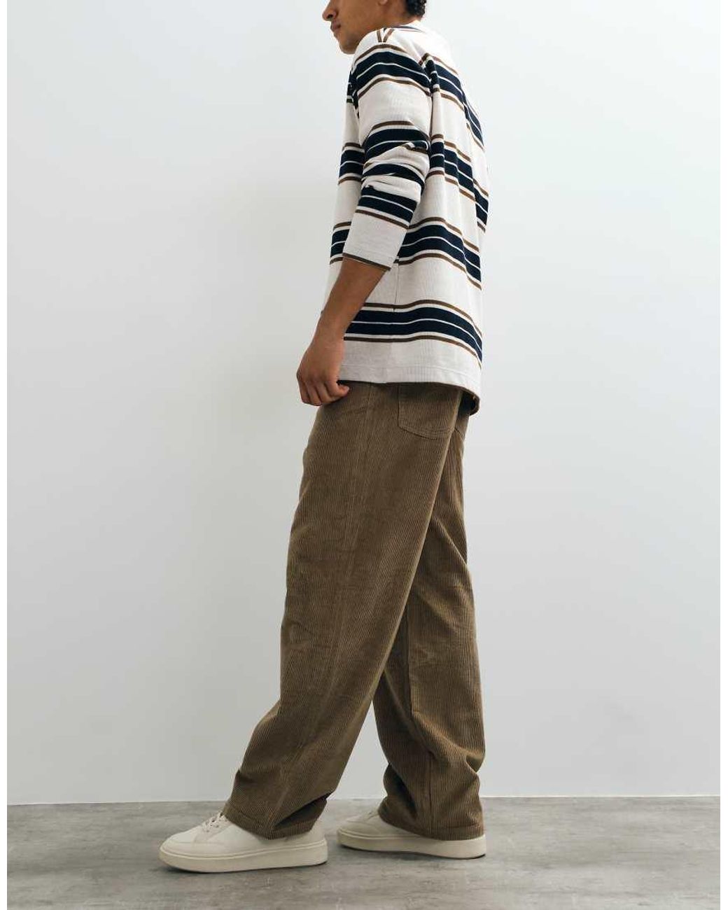 ASOS Brown Baggy Corduroy Trousers for men