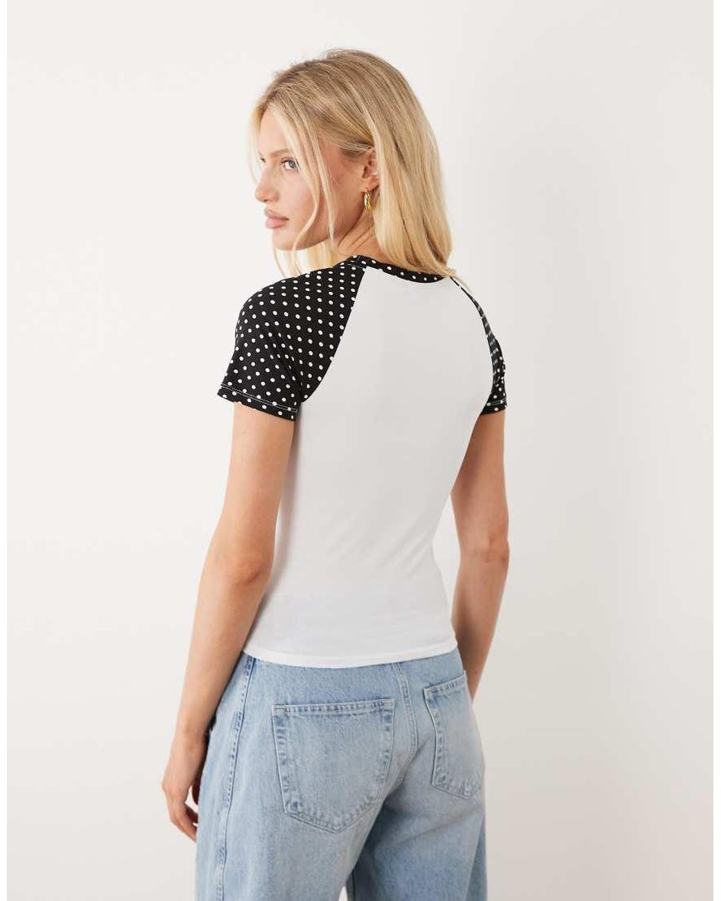 ASOS White Contrast Raglan Sleeve Baby Tee With Flirt Slogan