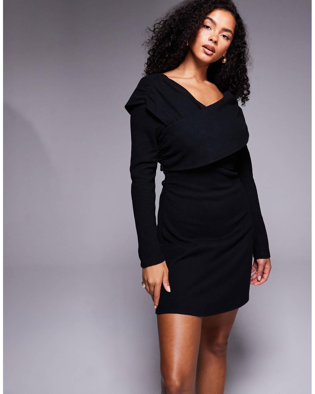 ASOS Supersoft Wrap Front Mini Dress in Blue | Lyst