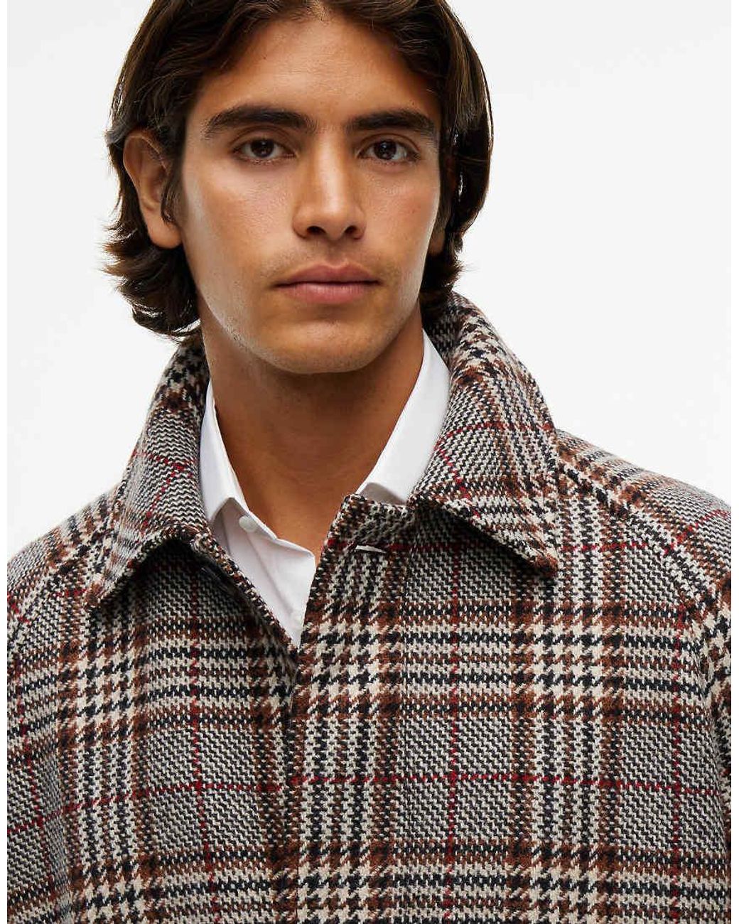Tommy Hilfiger Blue Pure Wool Check Single Breasted Coat for men