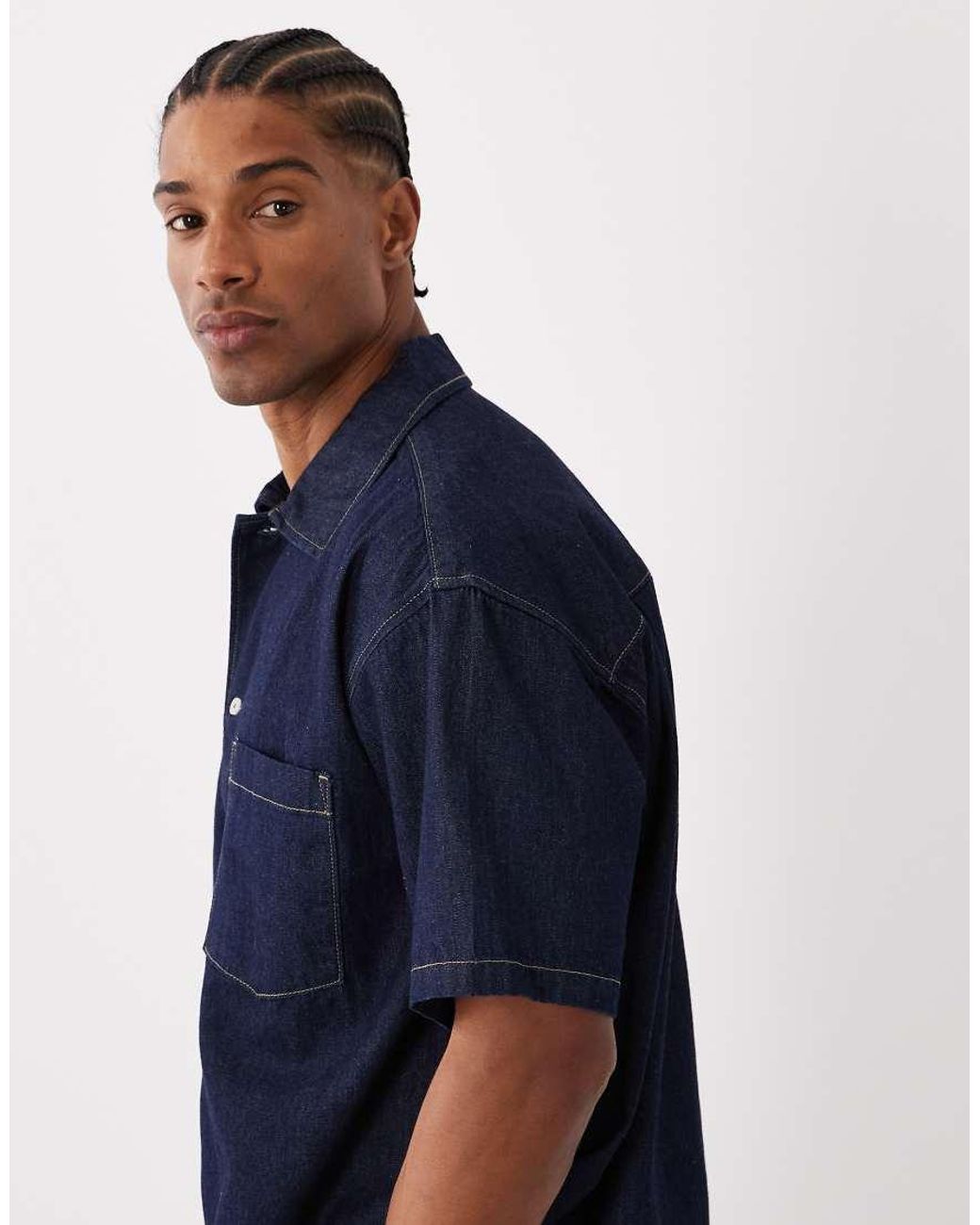 Jack & Jones Blue Short Sleeve Denim Shirt for men