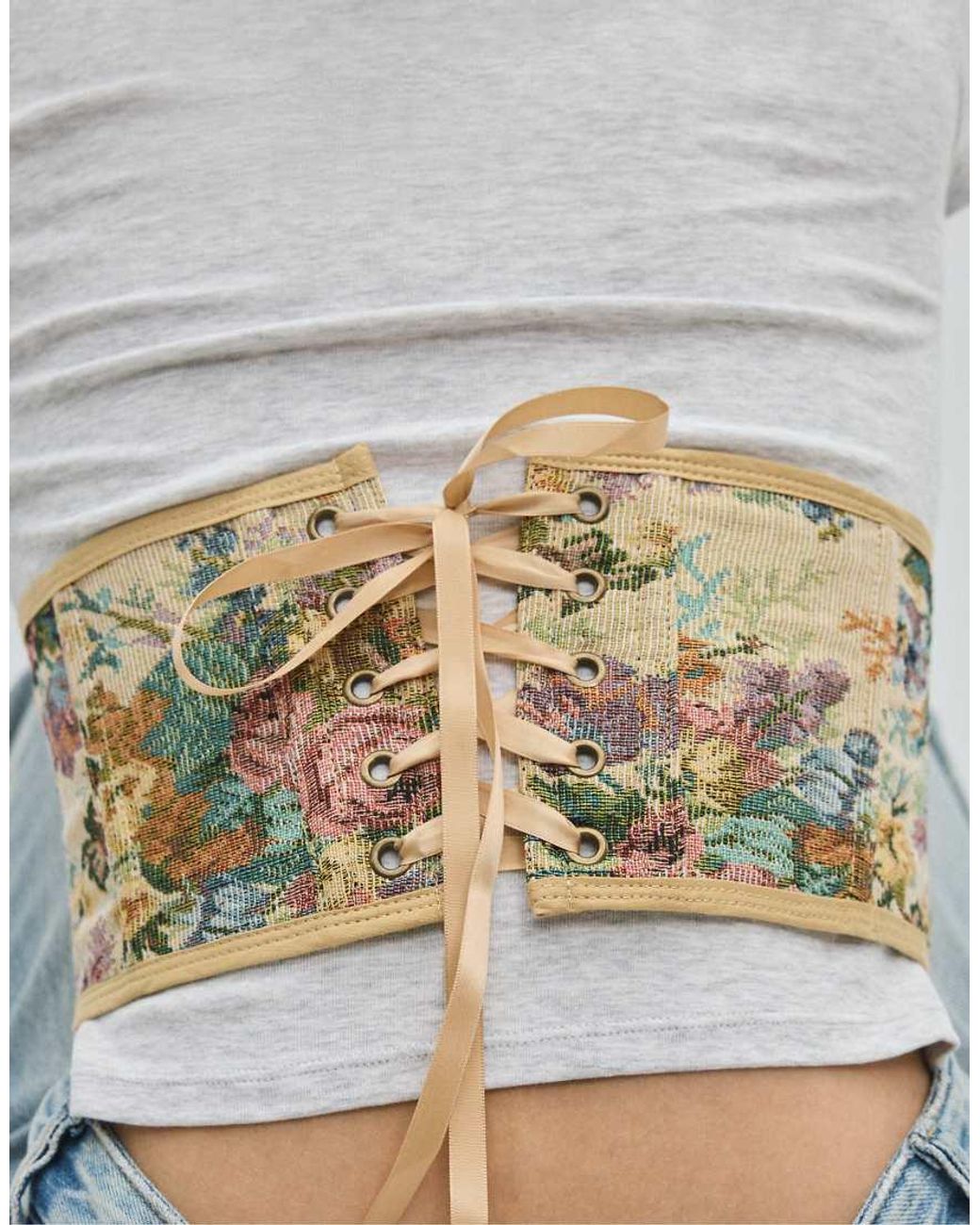 Stradivarius Blue Printed Corset Belt