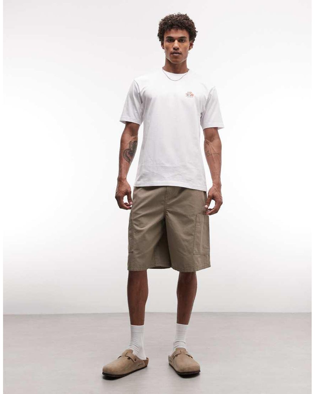 ASOS White Longer Length Cargo Shorts for men