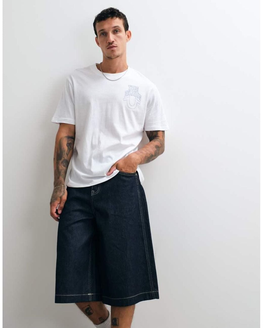 True Religion White Short Sleeve Buddha Graphic Back Print T-shirt for men