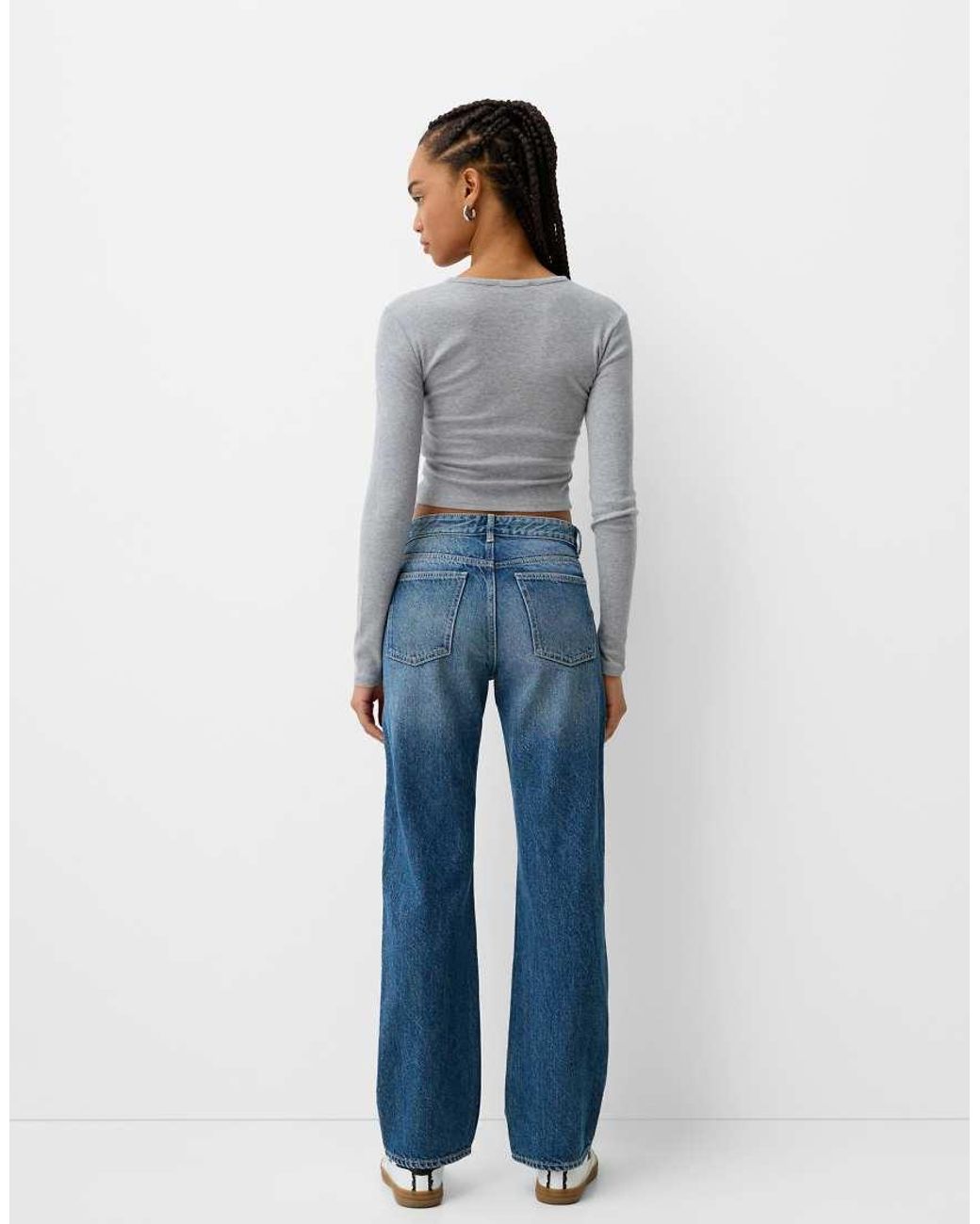 Bershka Blue Straight Fit Jeans