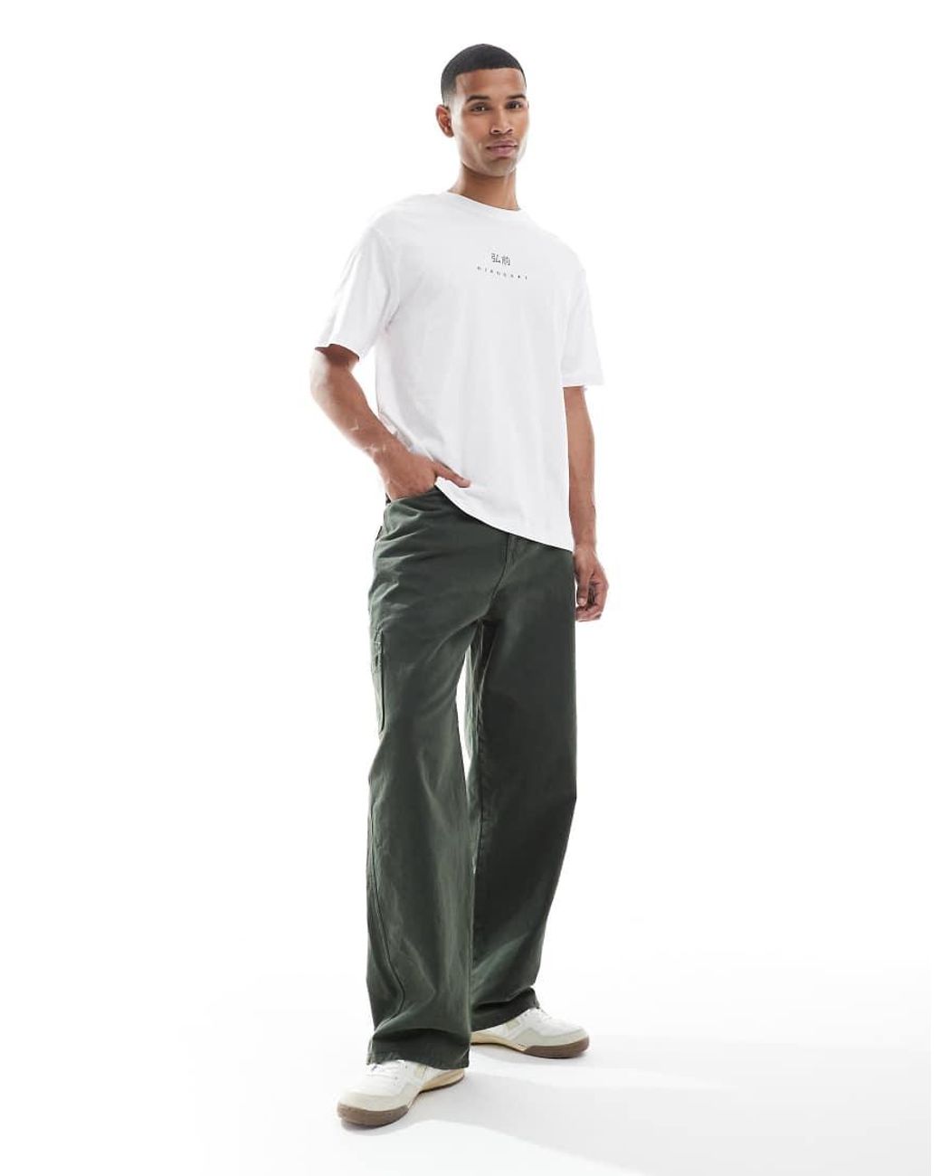 Only & Sons White Oversize Fit T-shirt With Hirosaki Back Print for men