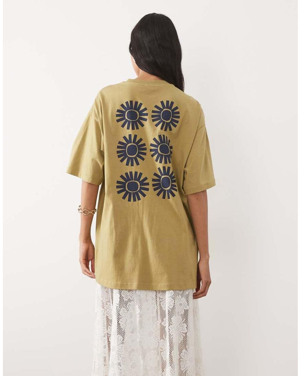 ASOS Green Oversized Graphic Tee With Lace Cami Underdress