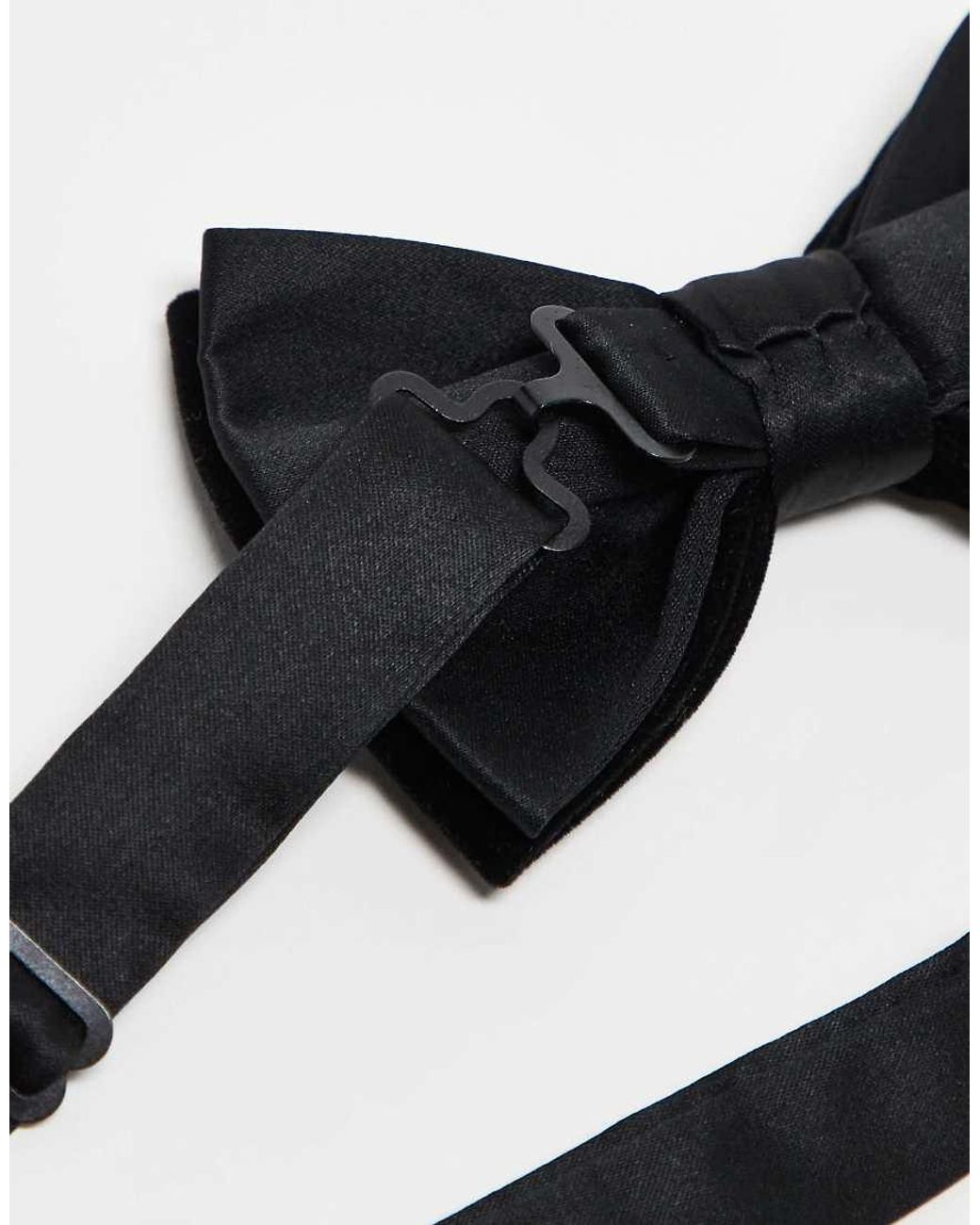 ASOS Black Velvet Bow Tie With Satin Detail for men
