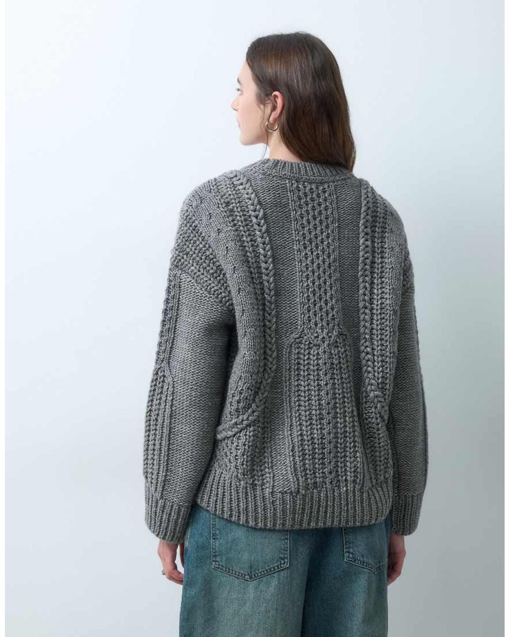 Object Gray Textured Crew Neck Jumper Knit Jumper
