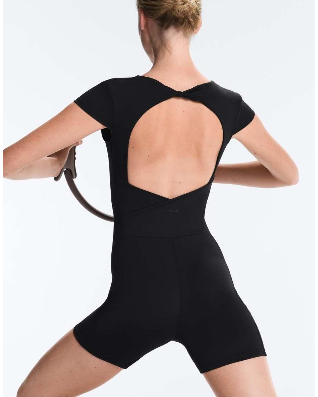Oysho Black Comfortlux Open-back Short Jumpsuit