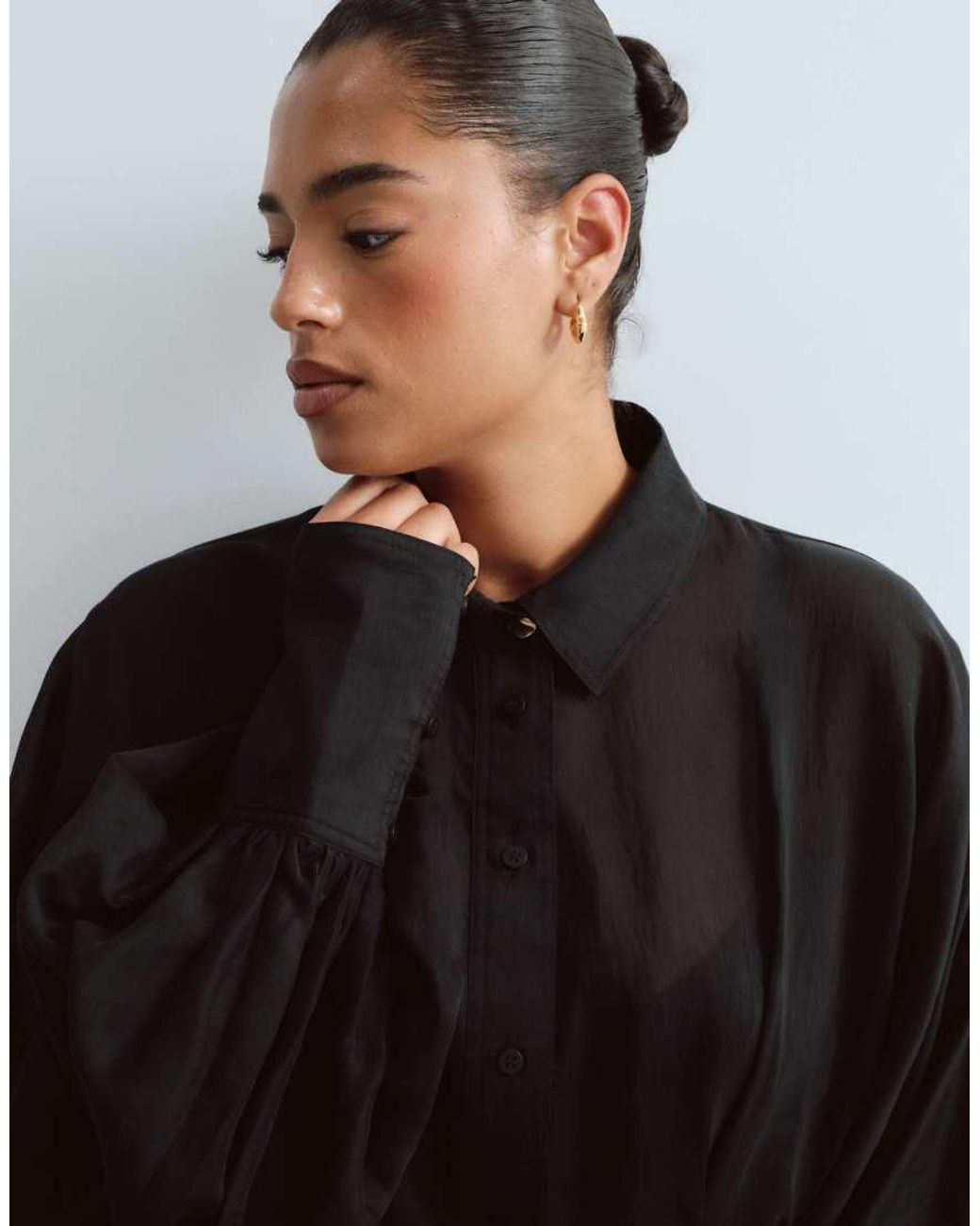 ARRANGE Black Curve Premium Sculpted Organza Shirt
