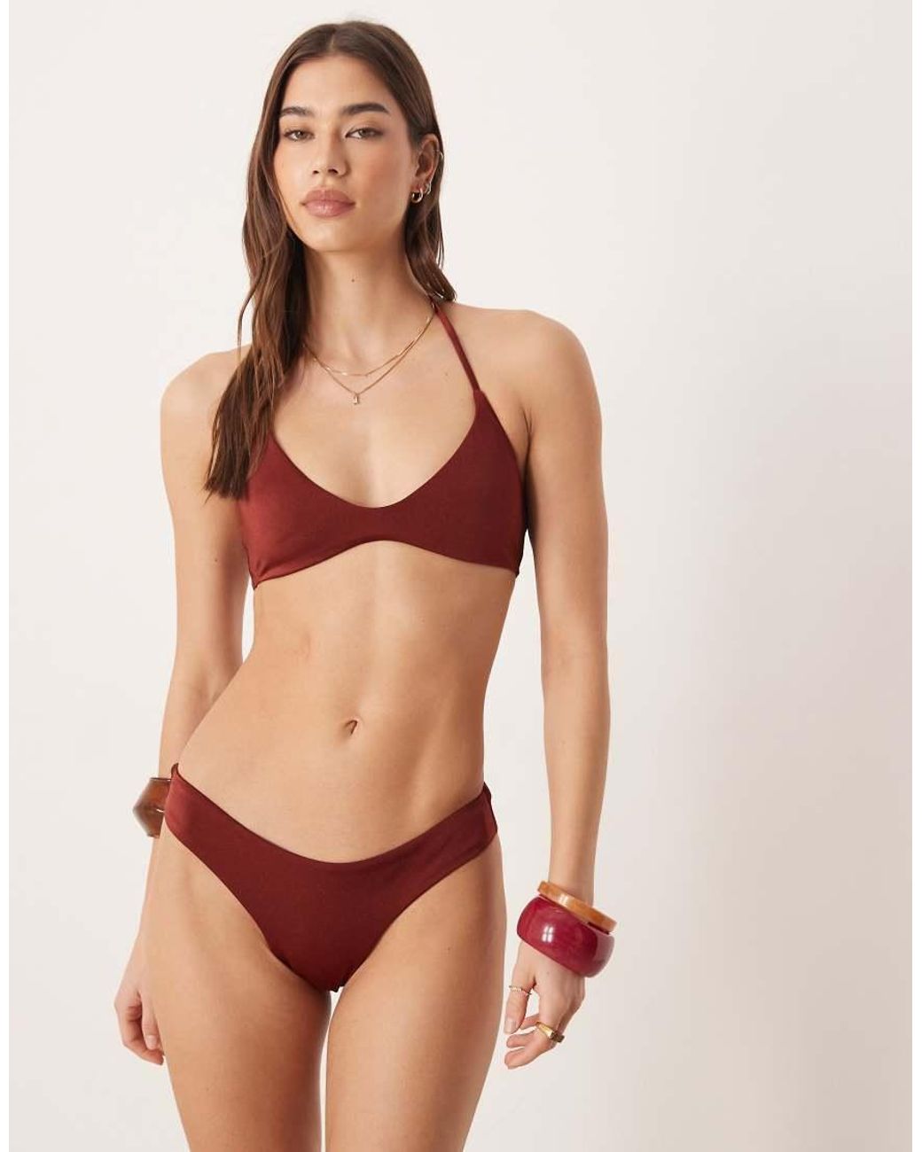 Free Society Brown Halterneck Bikini Top
