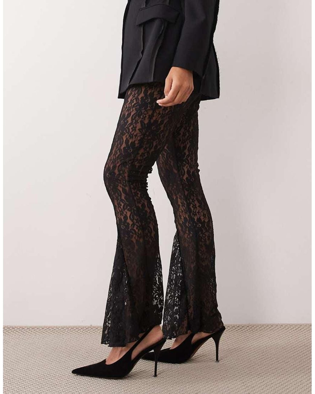 ASOS Natural Godet Lace Flared Trouser