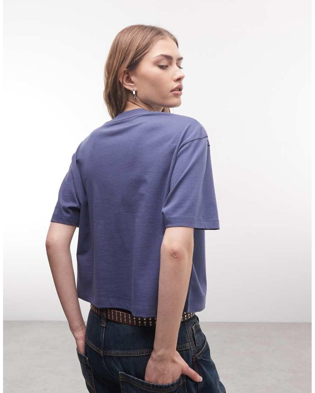 Collusion Blue Boxy Short Sleeve T-shirt