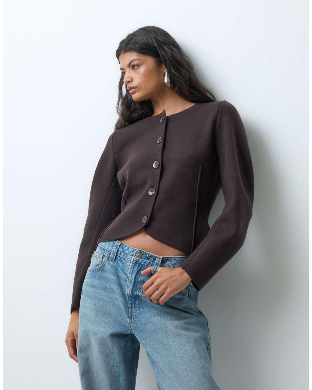 Vero Moda Blue Premium Structured Knit O-Neck Cardigan