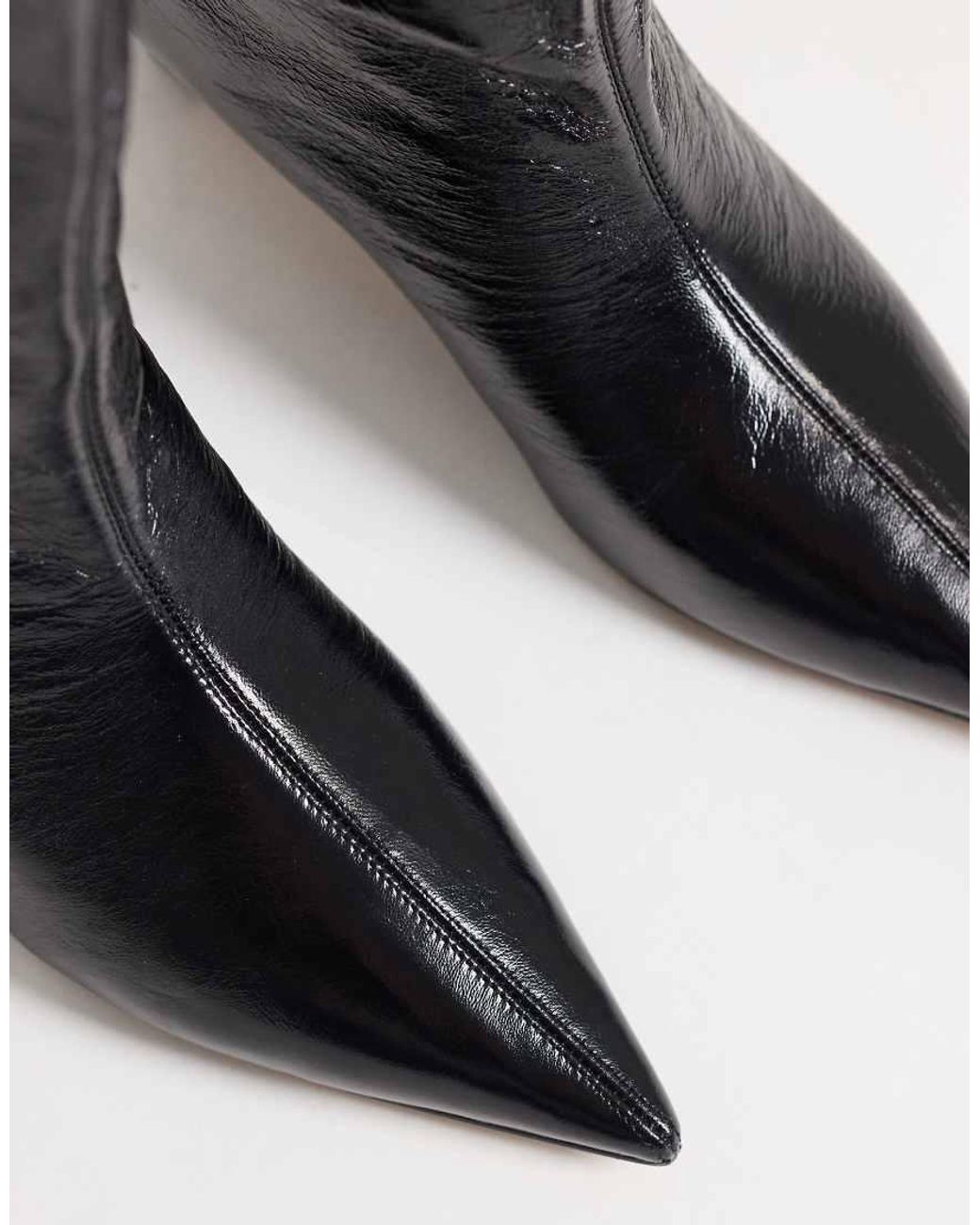 Steve Madden Black Lytton Kitten Heel Mid Ankle Boots