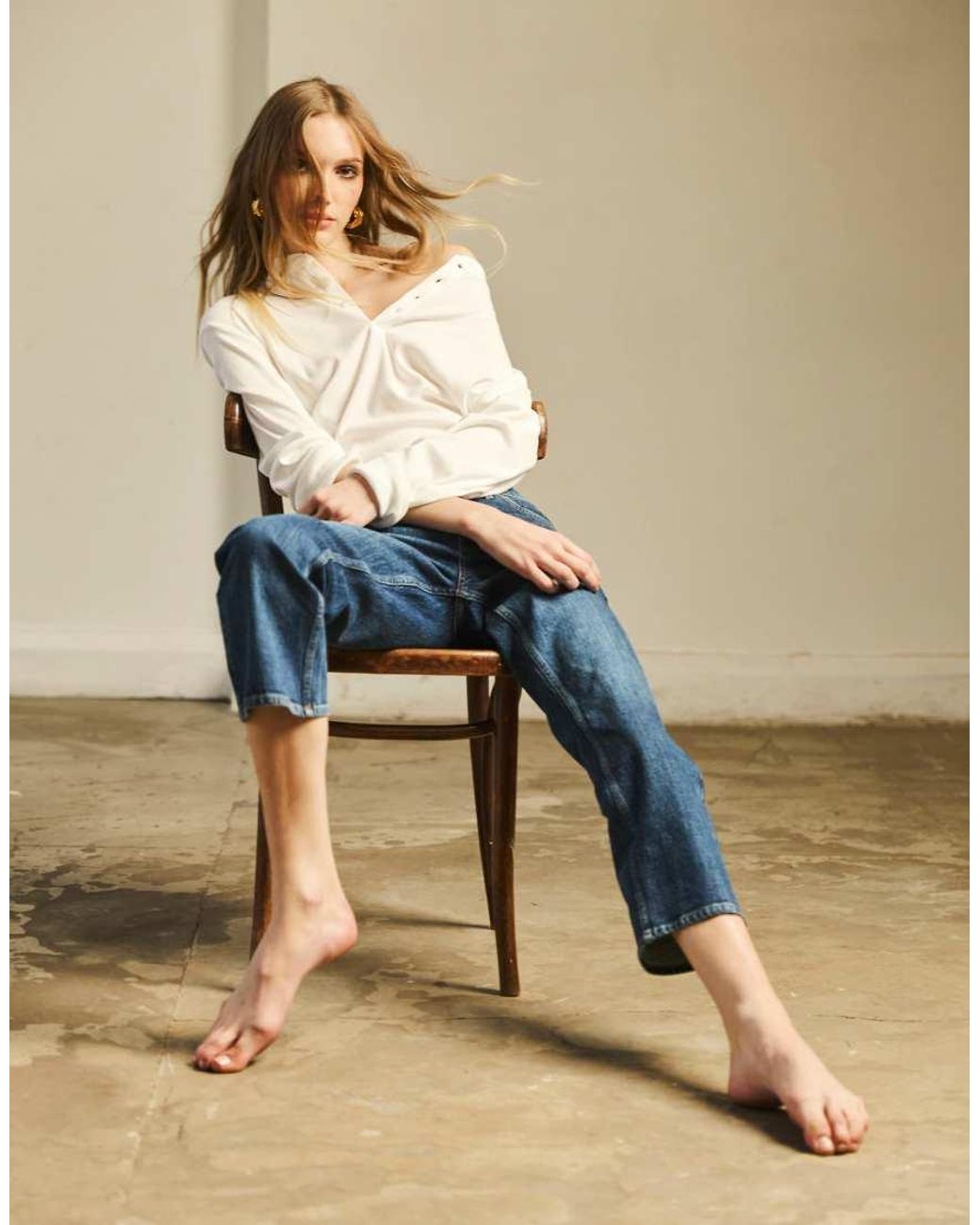 TOPSHOP Blue Cropped Kick Flare Jeans