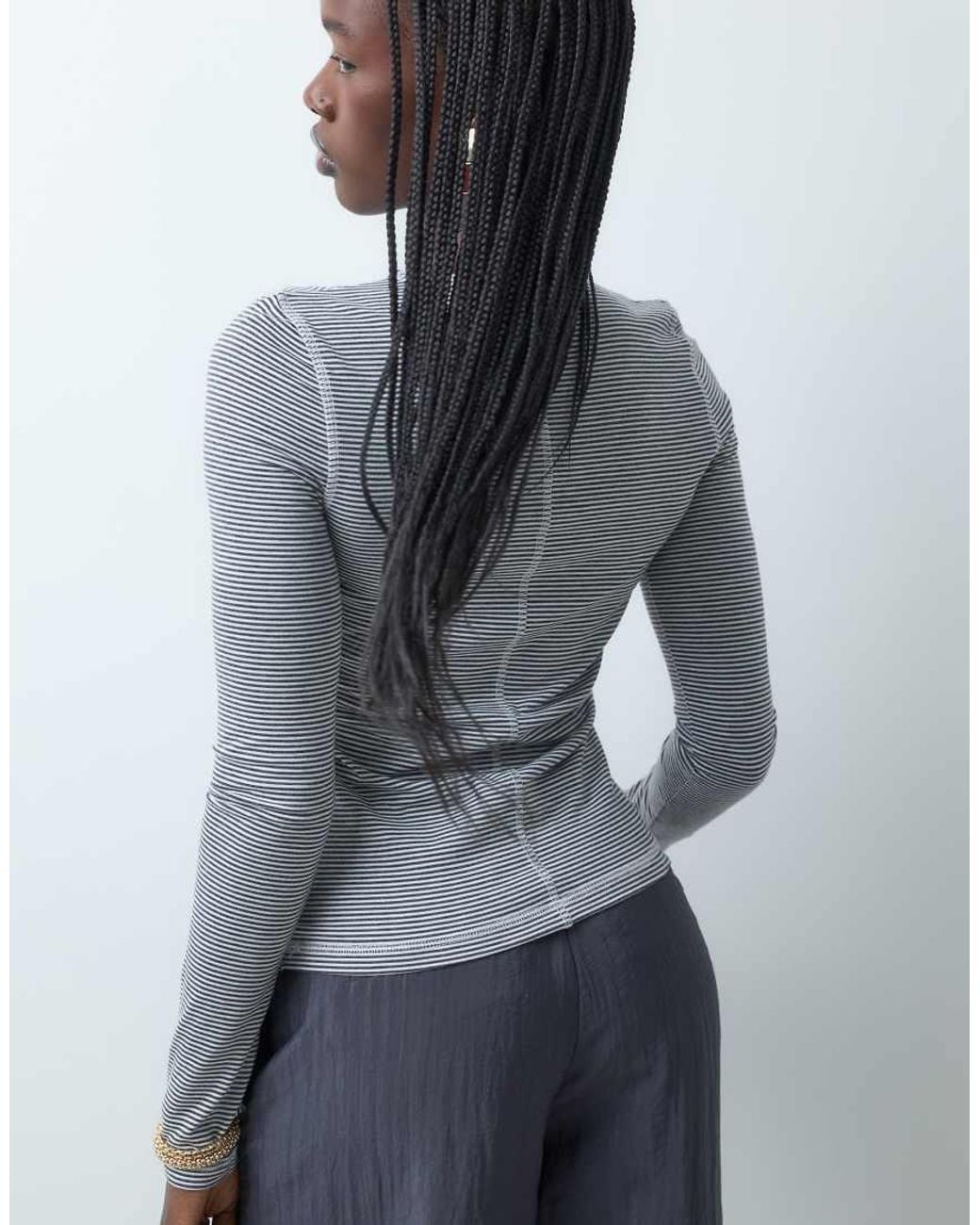 ASOS Gray Soft Crew Neck Long Sleeve Top