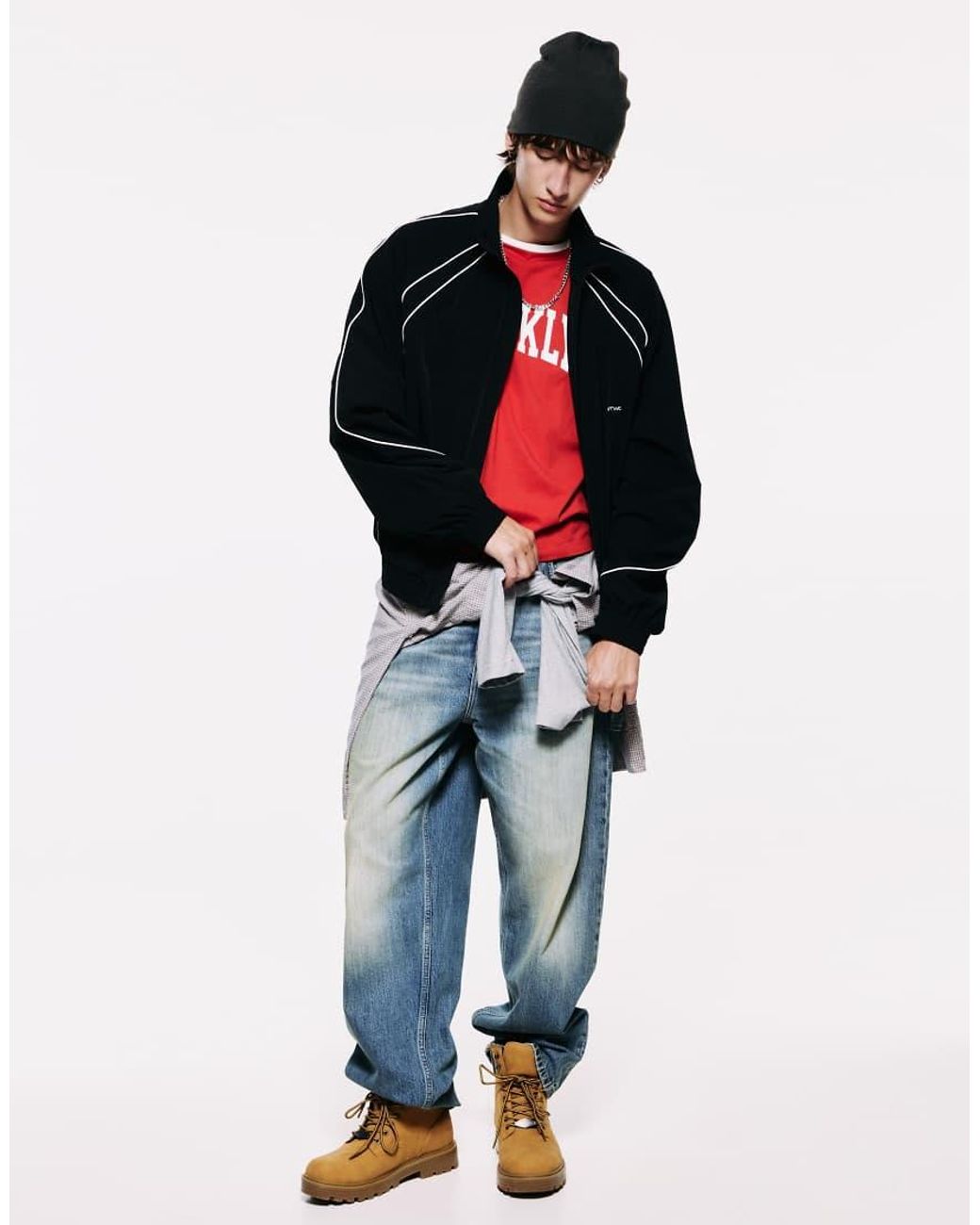 Pull&Bear Black Stwd Contrast-Piping Zip Jacket for men