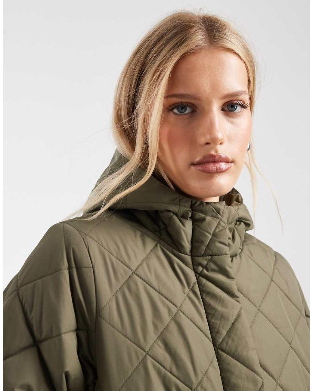 ONLY Blue Quilted Hooded Longline Coat