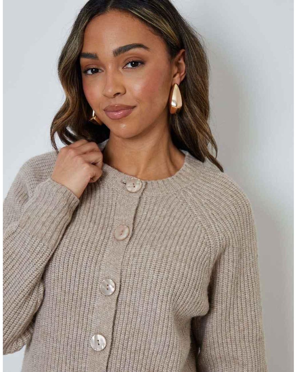 Threadbare Gray Chunky Knit Button Up Cardigan
