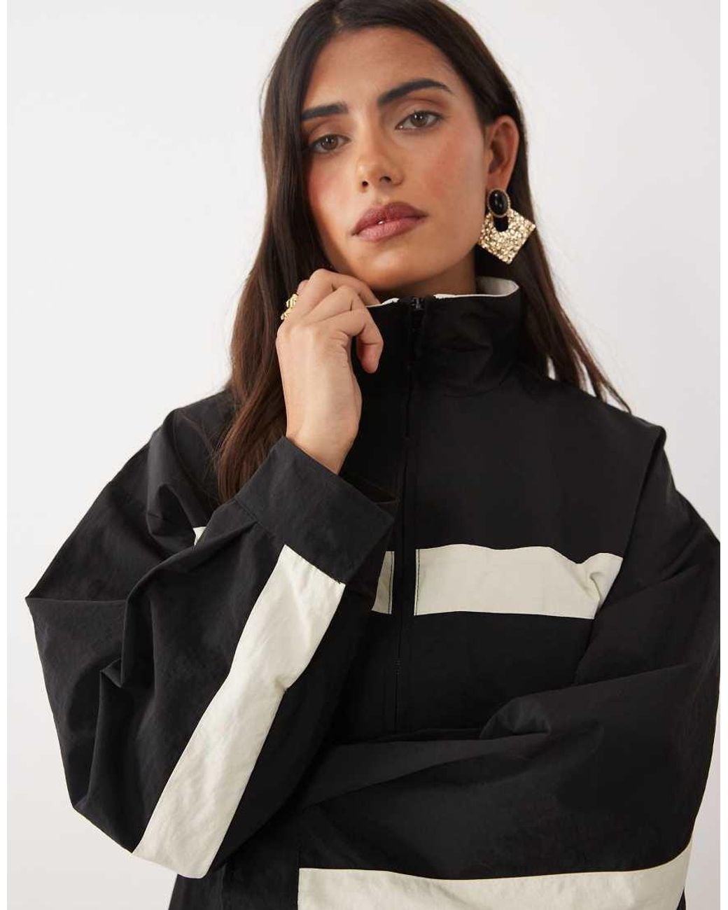 Lioness Black Essential Funnel Neck Windbreaker Jacket