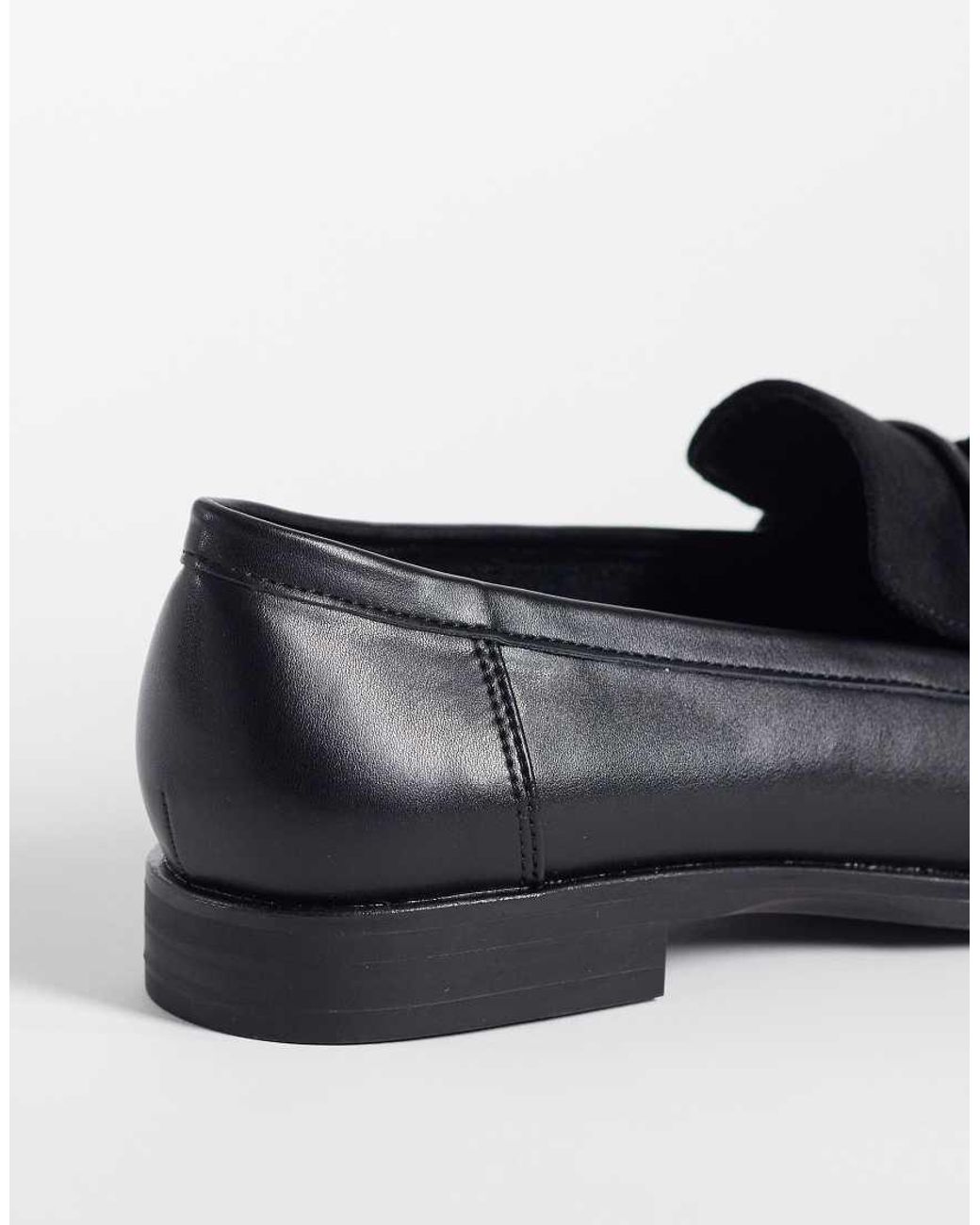 London Rebel Black Amber Tassel Penny Loafers