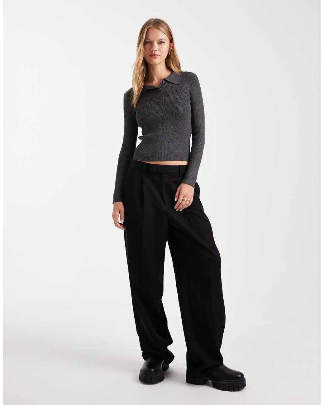 Vero Moda Black Long Sleeve Knitted Polo Shirt