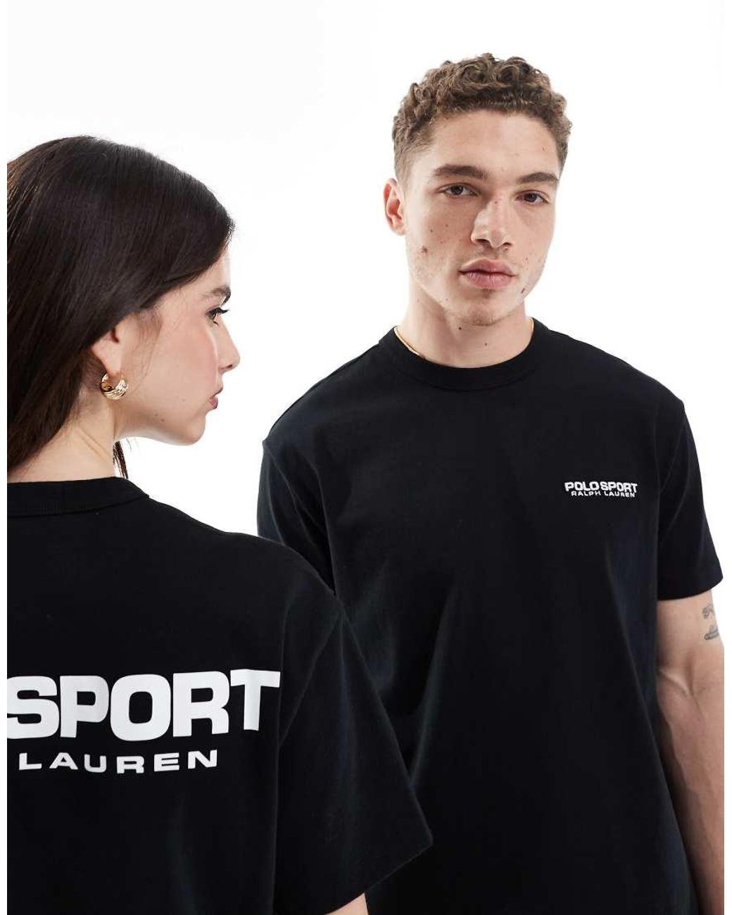 Polo Ralph Lauren Black Sport Capsule Unisex Front And Back Logo Print Heavyweight T-shirt