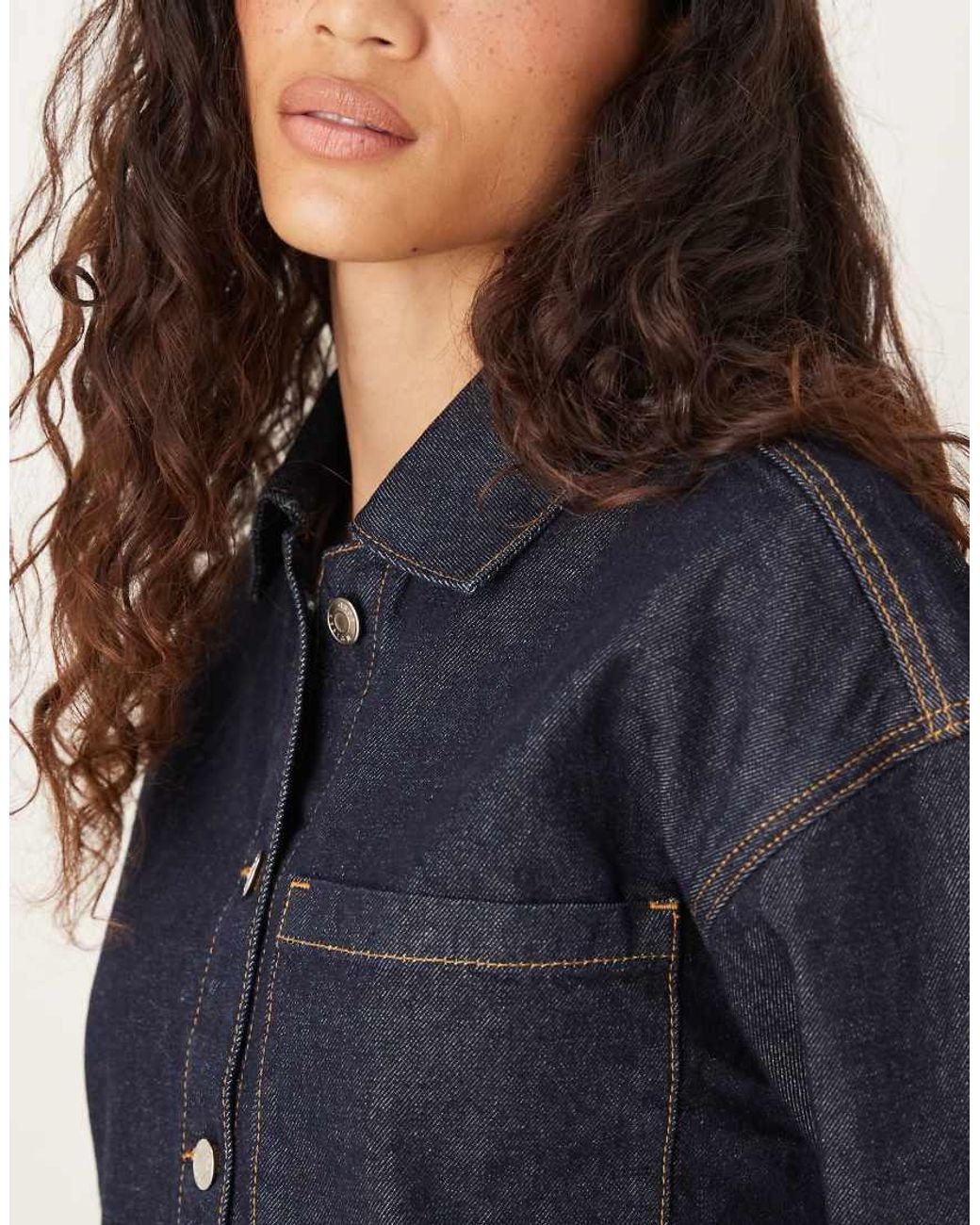 ASOS Blue Denim Oversized Long Sleeve Shirt Dress