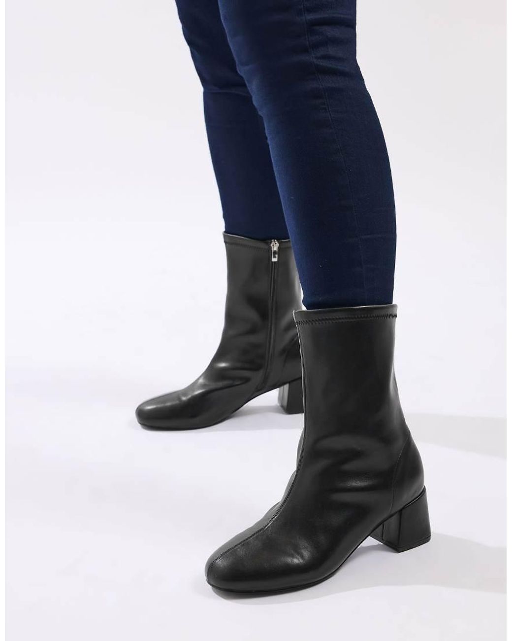 Yours Clothing Black Block Heel Stretch Boots