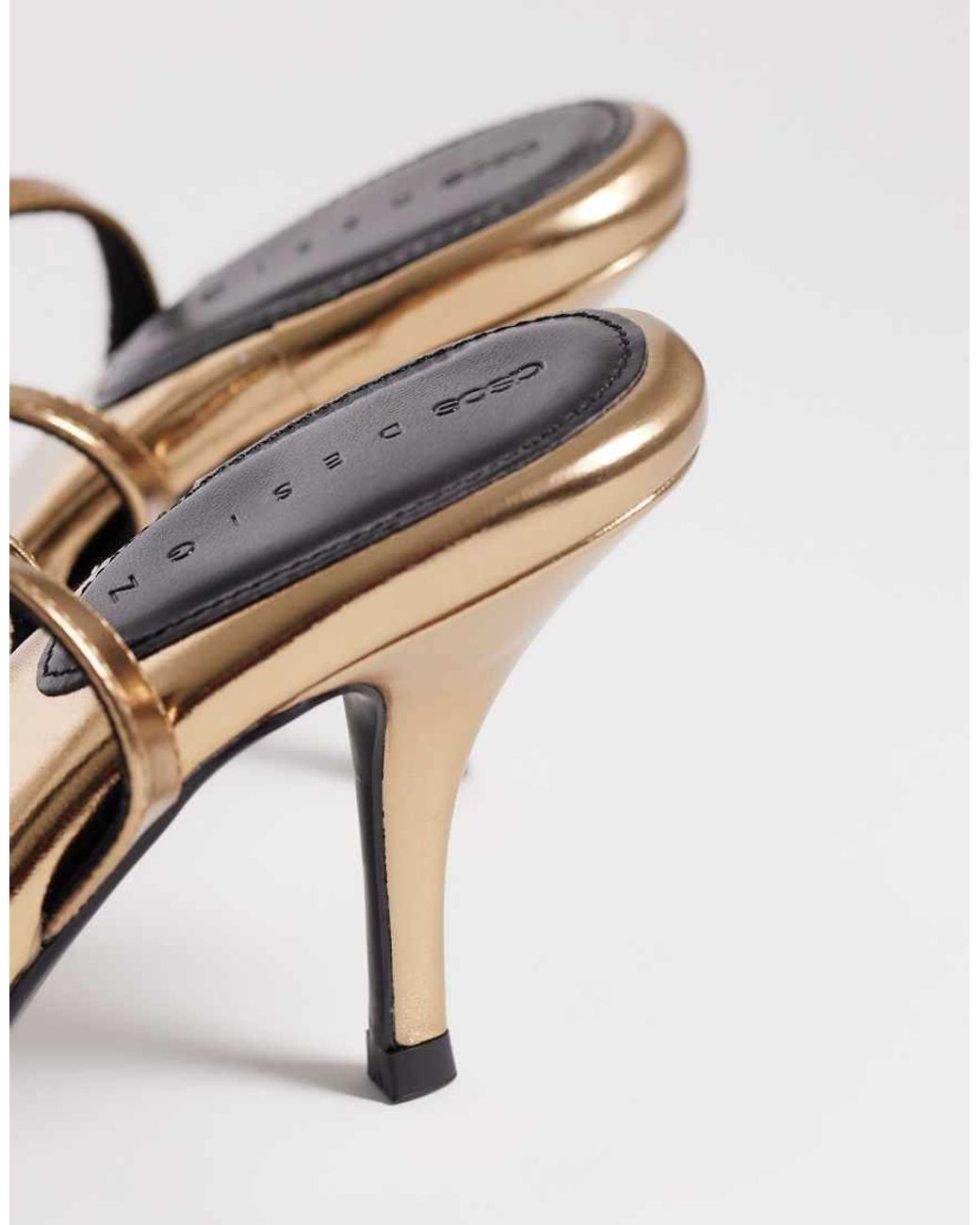 ASOS Metallic Hope Barely There Mid Heel Stiletto Sandals