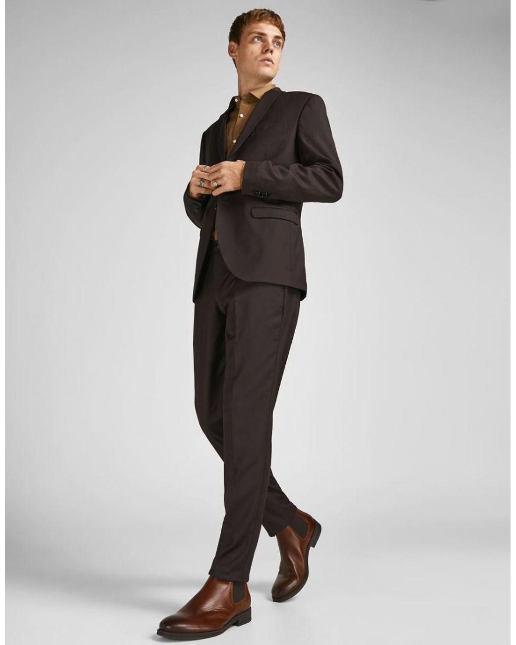 Jack & Jones Black Franco Super Slim Fit Single Breasted Blazer for men