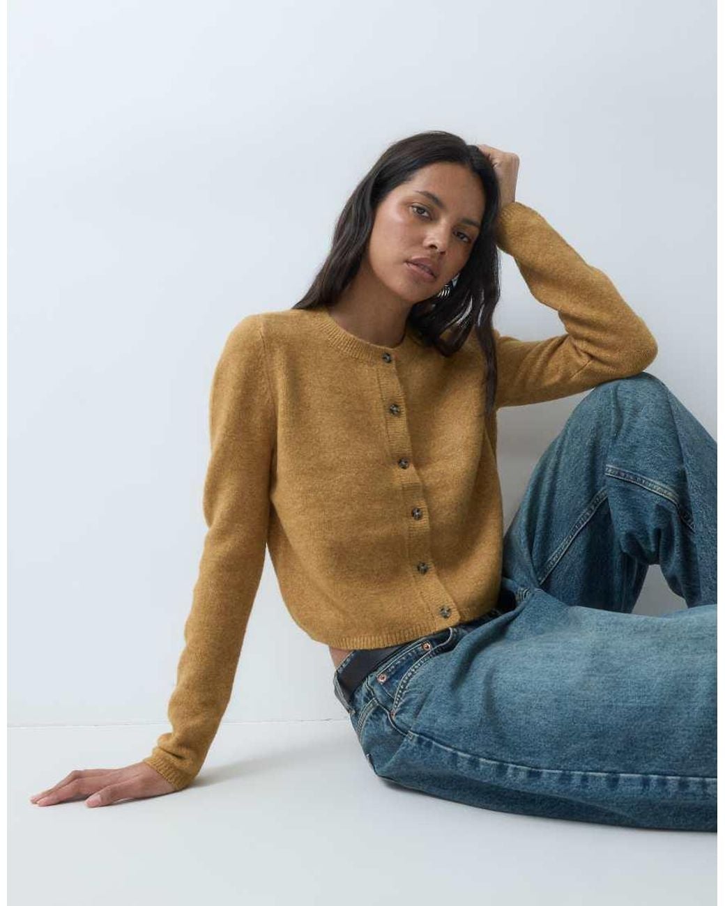 Jdy Brown Crew Neck Cardigan