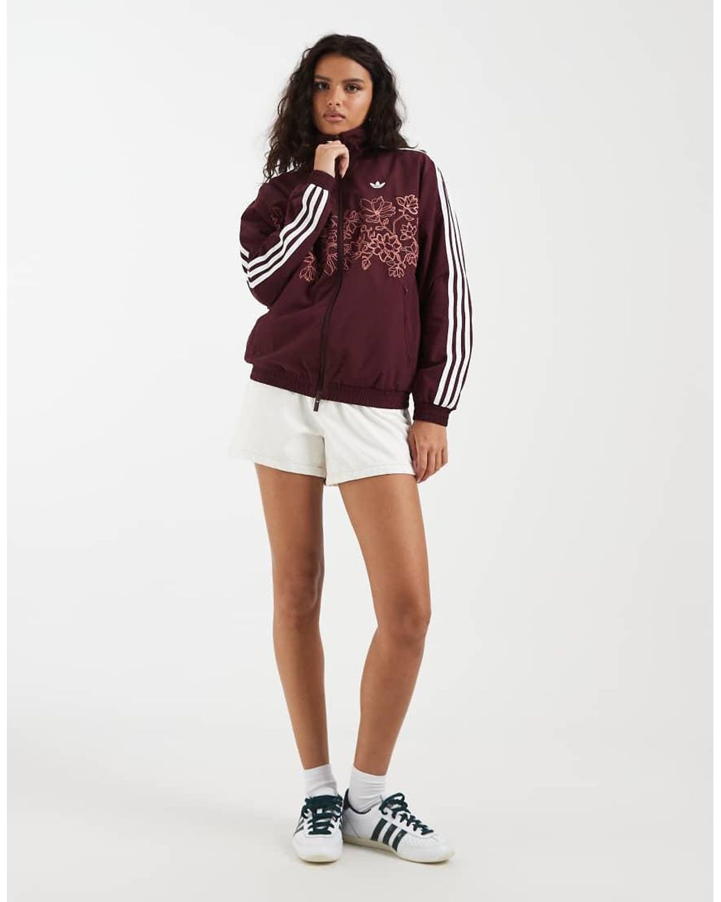 Adidas Originals Red Firebird Loose Floral Embroide Track Top