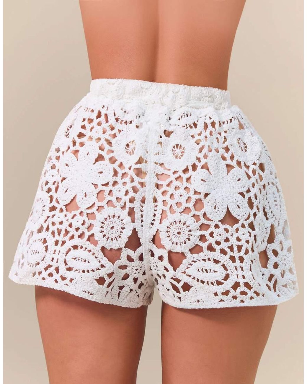 Wanderdoll Green X Emma Milton Kaiya Premium Flower Lace Crochet Knit Drawstring Waist Shorts Co-Ord